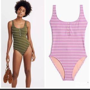 Madewell Henley One-Piece Swimsuit in Stripe